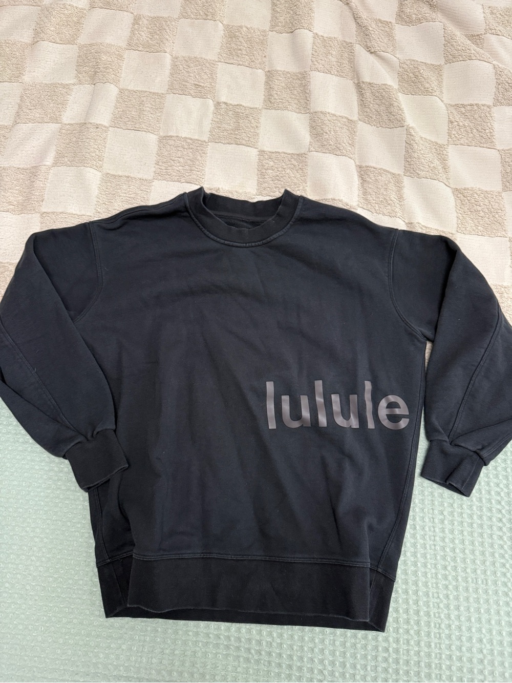 Lululemon Perfectly Oversized Crew Graphic Black Sweatshirt Top Size S